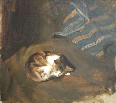 Paul Raud Sleeping cat by Paul Raud China oil painting art
